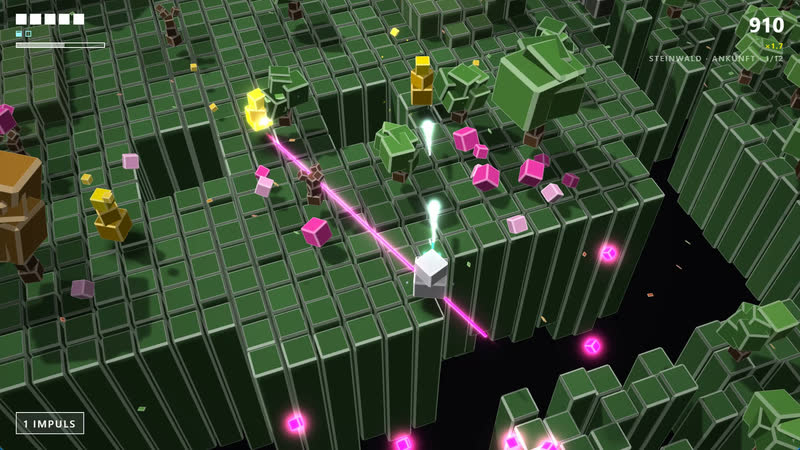 Minimal Dungeon: Stone Forest – the beam cuts through the enemies.