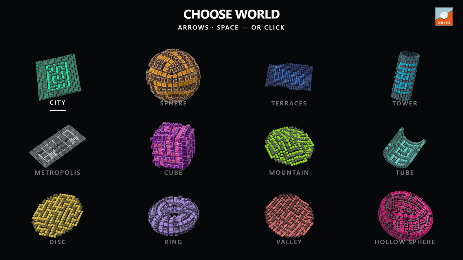 Minimal Run: all twelve worlds at a glance.