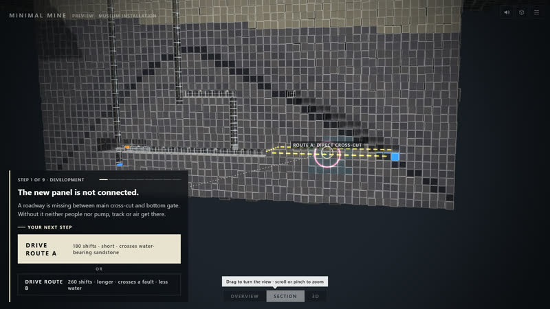 Minimal Mine – Study strata and routes